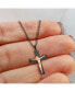 Black and Rose IP-plated Crucifix Pendant Curb Chain Necklace