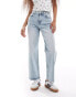 Miss Selfridge Petite heart pocket straight leg jean in bleach wash