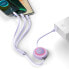 Фото #11 товара Zwijany kabel przewód 3w1 USB microUSB + Iphone Lightning + USB-C 66W 1.1m fioletowy