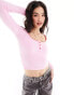 Фото #1 товара ASOS DESIGN long sleeve contrast button in pink