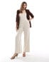 4th & Reckless linen mix bandeau wide leg jumpsuit in beige