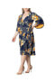 ფოტო #2 პროდუქტის Plus Size Gemini Wrap Dress with Contrast Lined Sleeves