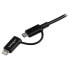 Фото #3 товара StarTech.com 1 m (3 ft.) 2 in 1 Charging Cable - USB to Lightning or Micro-USB for iPhone / iPad / iPod / Android - Apple MFi Certified - Multi Phone Charger - USB 2.0 - 1 m - USB A - Micro-USB B - USB 2.0 - 480 Mbit/s - Black