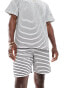 Фото #3 товара South Beach beach short co-ord in black and white textured stripe