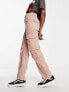Фото #2 товара Bershka drawstring waist cargo trousers in dusty pink