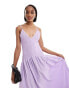 Фото #4 товара ASOS DESIGN Tall full skirt midi crinkle sundress in lilac