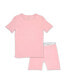 ფოტო #1 პროდუქტის Toddler| Child Girls Dusty Rose Kids 2-Piece Short Sleeve & Shorts Pajama Set