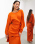 Фото #4 товара ASOS EDITION ruched side cowl back maxi dress in rust