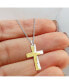 ფოტო #2 პროდუქტის Yellow IP-plated Etched Broken Prayer Cross Pendant Curb Chain Necklace