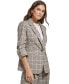 Фото #3 товара Petite Plaid Notch-Collar Ruched-Sleeve Jacket