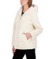 ფოტო #3 პროდუქტის Women's Hooded Grooved Faux Fur Zip Front Coat