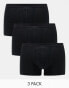 Фото #1 товара ASOS DESIGN 3 pack trunks in black cotton