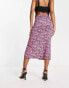 Edited ruched side midi skirt in pink floral