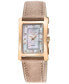 Women's Luino Swiss Quartz Diamond Accents Light Brown Handmade Italian Leather Strap Watch 23mm x 29mm