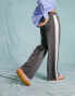 Фото #6 товара Miss Selfridge side stripe pull on wide leg trouser in grey