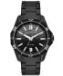 ფოტო #1 პროდუქტის Men's Quartz Three Hand Date Black Stainless Steel Watch 44mm