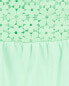 Фото #2 товара Baby 2-Piece Crochet Sleeveless Top & Floral Poplin Shorts Set 18M