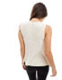 Фото #4 товара ASOS DESIGN knitted crew neck waistcoat with peplum hem in cream