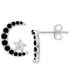 ფოტო #1 პროდუქტის Black Spinel Crescent Moon & Star Stud Earrings (5/8 ct. t.w.) in Sterling Silver