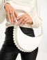 Public Desire The Angelica pearl handle round clutch bag in white croc