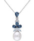 Фото #1 товара Macy's cultured Freshwater Pearl (9-1/2 - 10mm) & Multi-Topaz (3-1/5 ct. t.w.) 18" Pendant Necklace in Sterling Silver