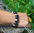 Beaded bracelet made of lava stone and howlite MINK57