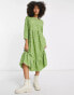 Фото #1 товара Glamorous long sleeve maxi smock dress in green white floral