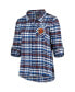 Women's Navy Chicago Bears Plus Size Mainstay Flannel Full-Button Long Sleeve Nightshirt