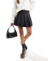 Фото #2 товара ASOS DESIGN leather look pleated school skirt in black