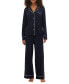 ფოტო #1 პროდუქტის GapBody Women's 2-Pc. Notched-Collar Long-Sleeve Pajamas Set