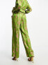 Фото #2 товара Y.A.S floral jacquard trouser co-ord in green and pink