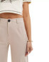 Bershka wide leg tailored trousers in Stone