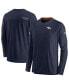 ფოტო #1 პროდუქტის Men's Navy Denver Broncos 2022 Sideline Coach Chevron Lock Up Performance Long Sleeve T-shirt