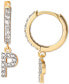 ფოტო #6 პროდუქტის Cubic Zirconia Initial Dangle Hoop Earrings in 18k Gold-Plated Sterling Silver, Created for Macy's