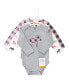 ფოტო #2 პროდუქტის Baby Girls Cotton Long-Sleeve Bodysuits, Pink Moose, 3-Pack