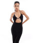 Фото #2 товара ASOS DESIGN strapping detail halter neck midi dress with cut out in black