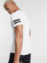 Jack & Jones curved hem t-shirt with striped sleeves in white