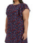 ფოტო #3 პროდუქტის Plus Size Floral-Print Flutter-Sleeve Shift Dress