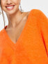 ASOS EDITION v neck jumper in bright orange