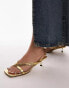 Фото #2 товара Topshop Issy toe post strappy heeled sandals in gold lizard