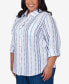 Фото #4 товара Plus Size Classic Jacquard Stripe Colla Button Down Top