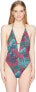 Фото #1 товара Bikini Lab Womens 182258 Why Can't We Be Fronds Plunge One Piece Swimsuit Size L