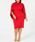 ფოტო #1 პროდუქტის Plus Size Ruched Cape Dress