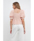 Фото #2 товара Women's Embroidered SweetHeart Top with Puff Sleeves