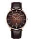 Men's Diamond Accent Dial Brown Dark Genuine Leather Strap Watch 42mm