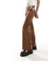 Фото #2 товара Reclaimed Vintage flare trouser in brown with pink bows & ribbon