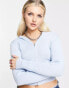 Daisy Street zip up knit cardigan in blue