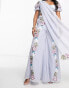 Фото #6 товара Maya contrast floral embellished sharara trouser in pale blue co-ord