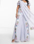 Maya contrast floral embellished sharara trouser in pale blue co-ord