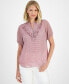 ფოტო #1 პროდუქტის Women's Printed Ruffle-Trim Short-Sleeve Top